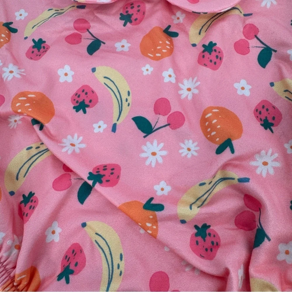 NWT Bailey’s Blossoms Girly Snap Bottom Pink Fruit Swimsuit One Piece Size 3T